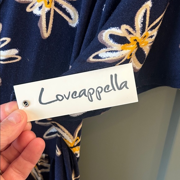 Loveappella Navy and Yellow Floral Midi Dress Stitch Fix size Medium - Picture 2 of 5